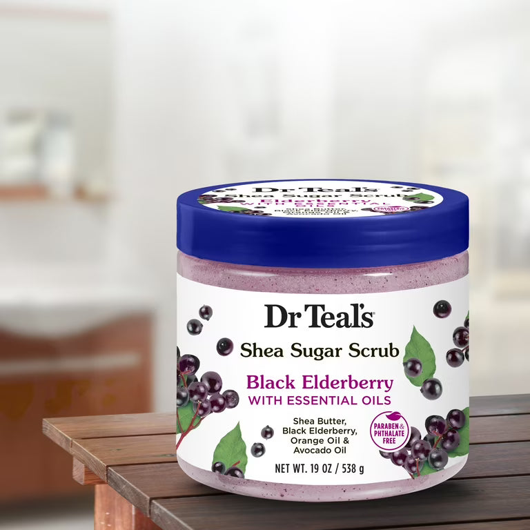 Dr Teal's Shea Sugar Body Scrub with Black Elderberry