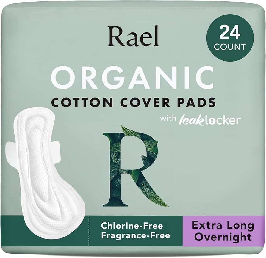 Rael Pads for Women, Organic Cotton Cover - Period Pads with Wings
