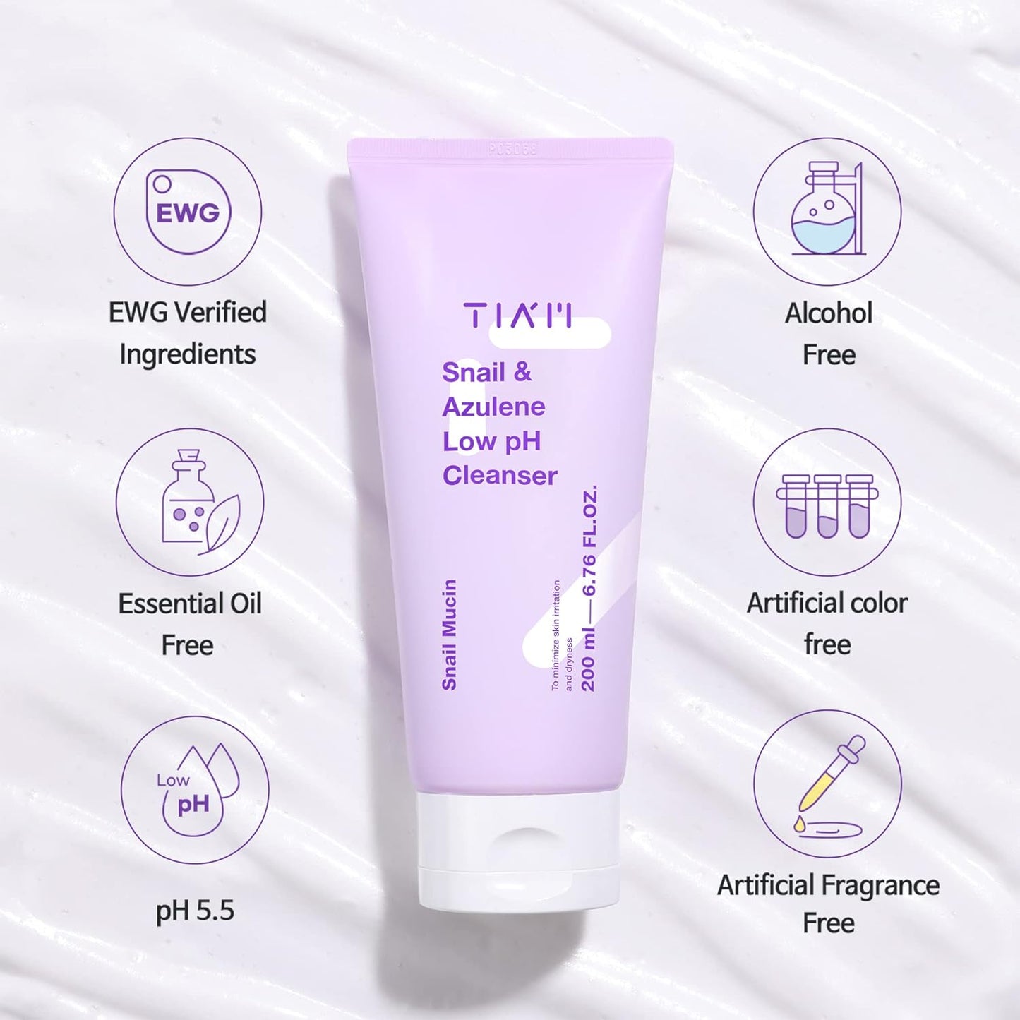 Tiam snail and azulene low ph cleanser