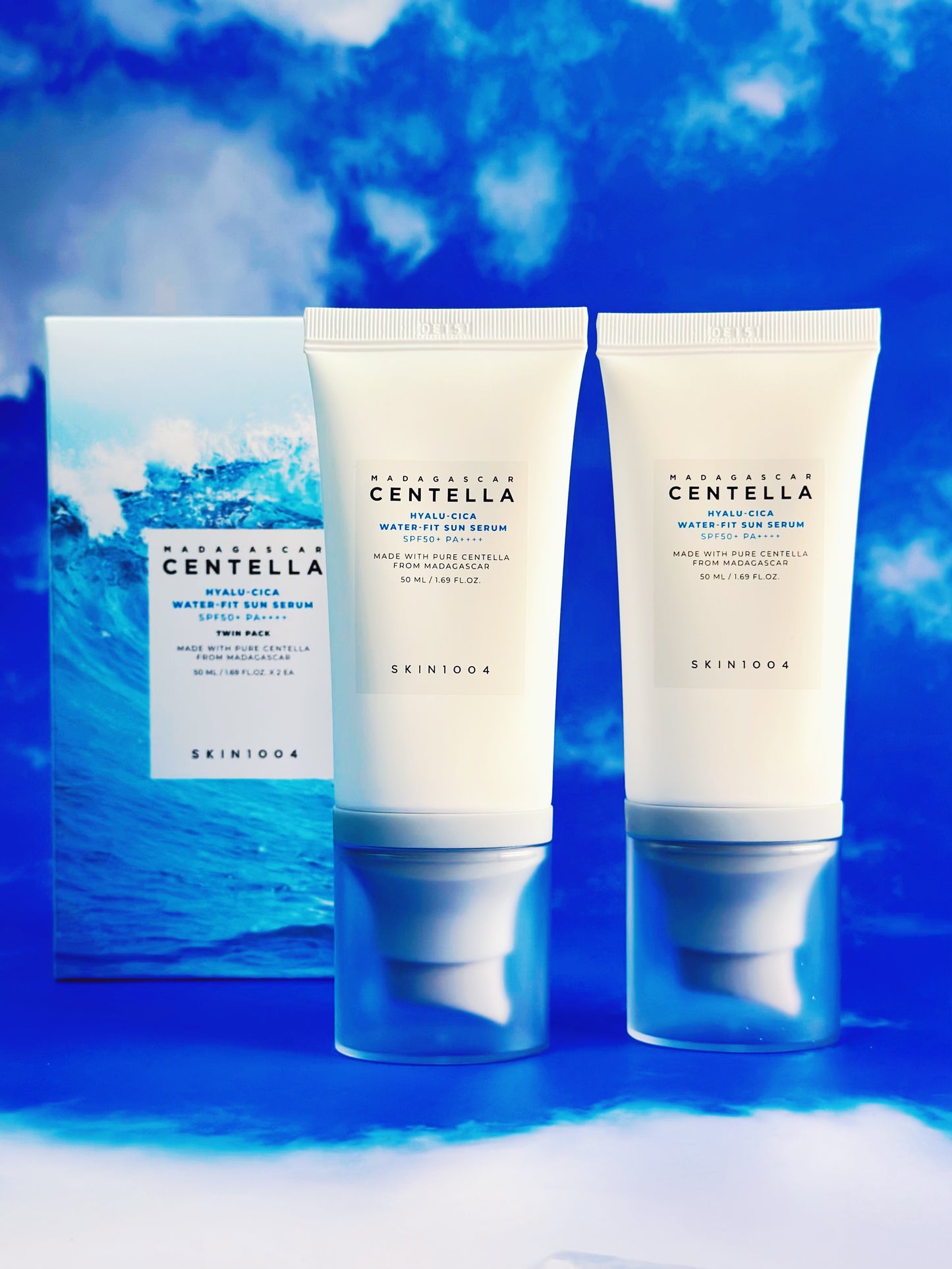 Skin 1004 Hyalu-Cica Water-Fit Sun Serum SPF50+ PA++++ Twin Pack