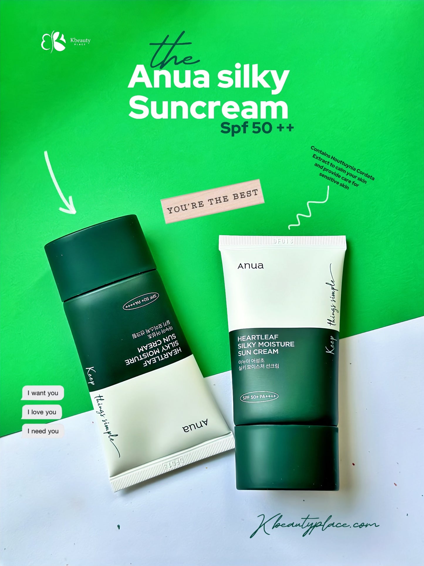 ANUA HEARTLEAF
SILKY MOISTURE
SUN CREAM